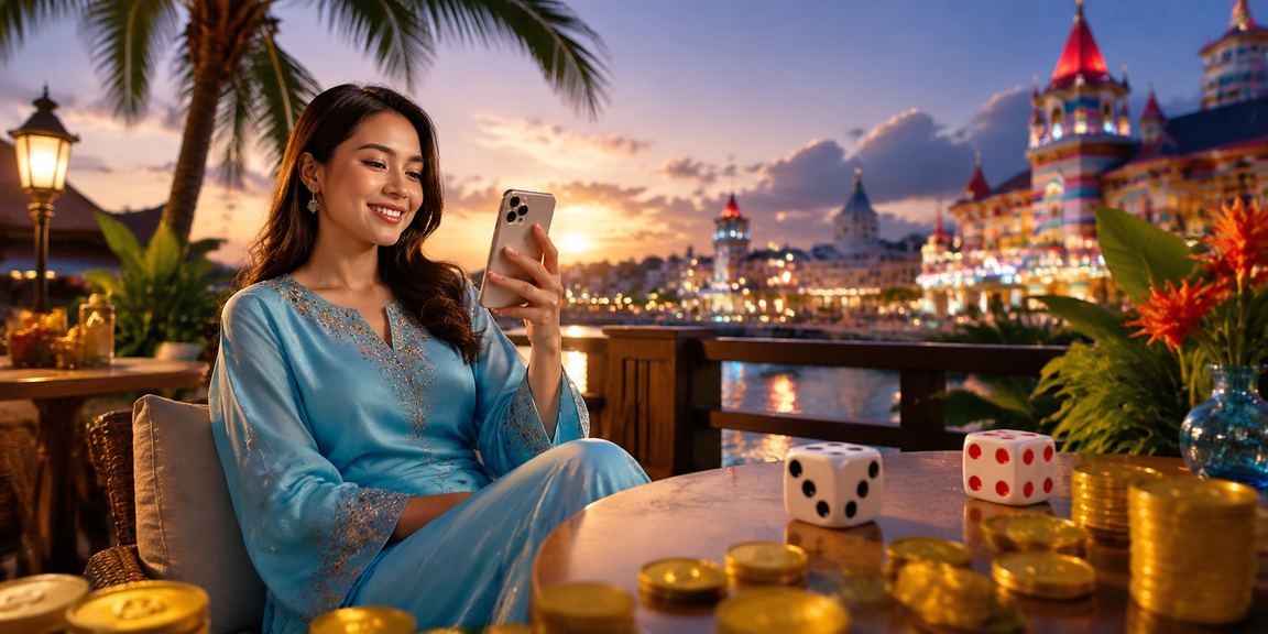 Permainan dadu kasino Malaysia dengan pakaian baju kurung tradisional
